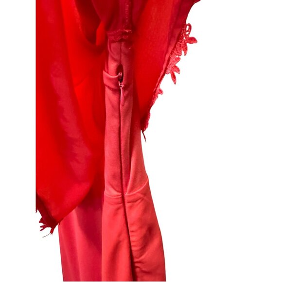 ๐ 2/$20 ๐Hot Pink Spaghetti Adjustbale Strap Dress with Flouncy Neckline sz L - Picture 5 of 9